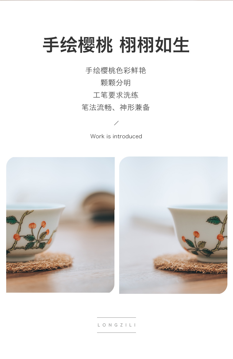 Made in jingdezhen pure manual kung fu tea cups of household ceramics large master cup white porcelain tea cups