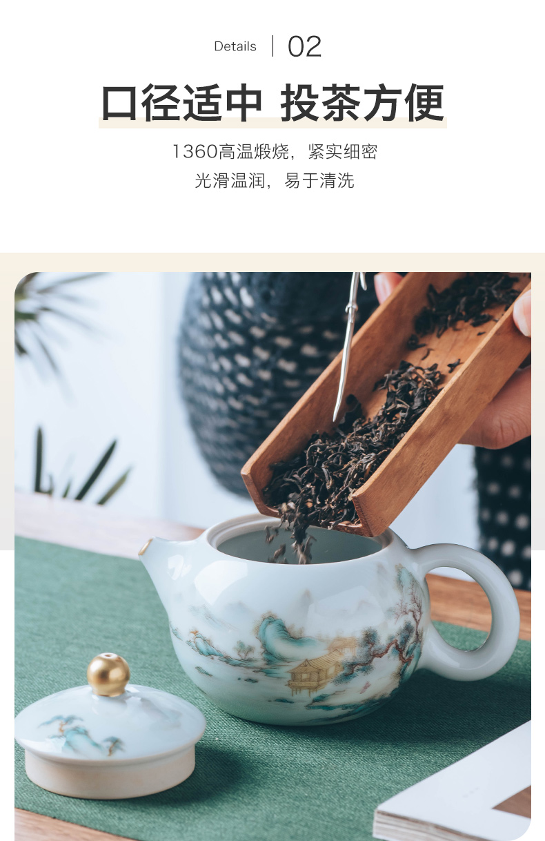 Made in jingdezhen ceramic teapot tea set suits for all hand antique landscape beauty pot of violet arenaceous mud