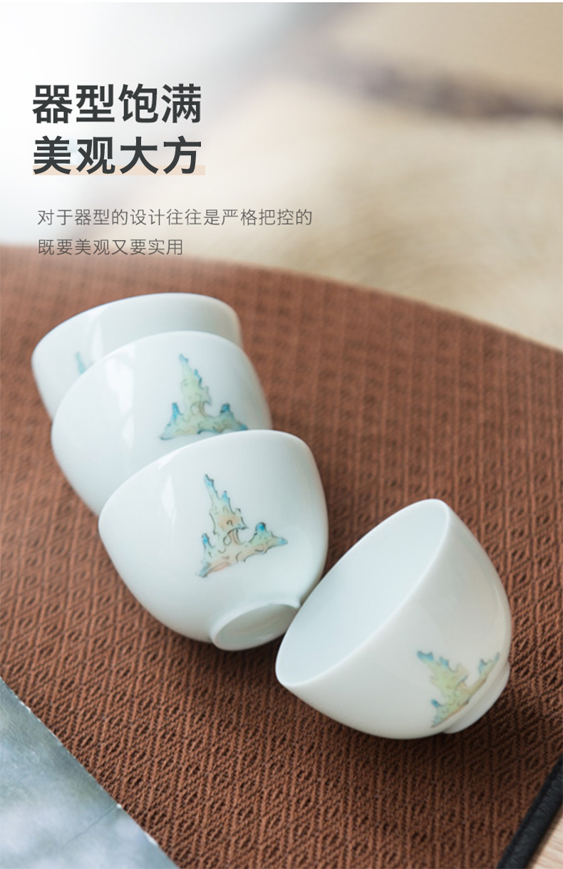 Made in jingdezhen ceramic kung fu tea set pure manual build hand - Made white porcelain sample tea cup master cup tea cups