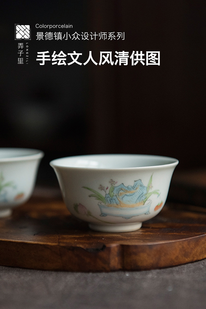 In the child masters cup single jingdezhen kung fu tea set the purple ceramic sample tea cup lamp cup white porcelain cup