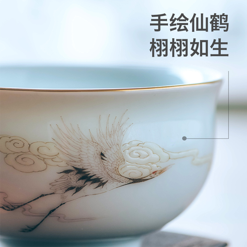 Get the child masters cup a single cup of jingdezhen ceramic cups all hand in hand cranes meditation. A cup of tea