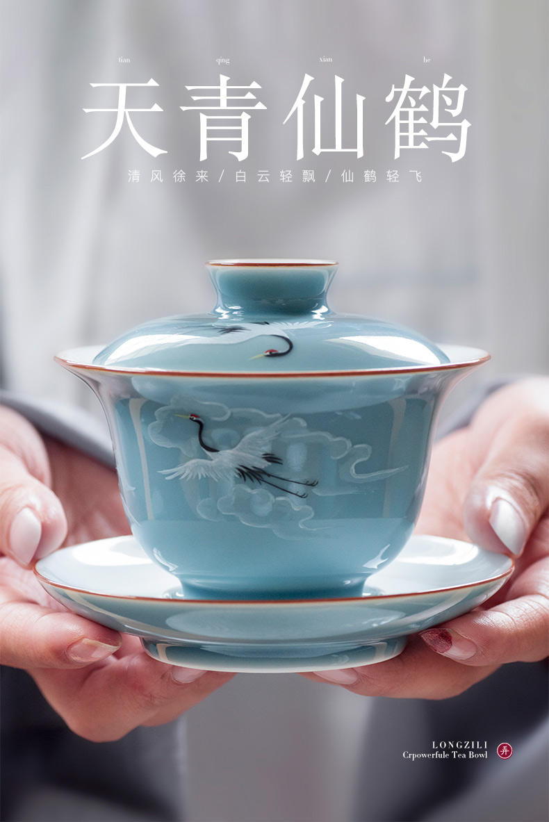 Made in jingdezhen ceramic kung fu tea set suit pure manual hand - Made thin body only three tureen tea cup size