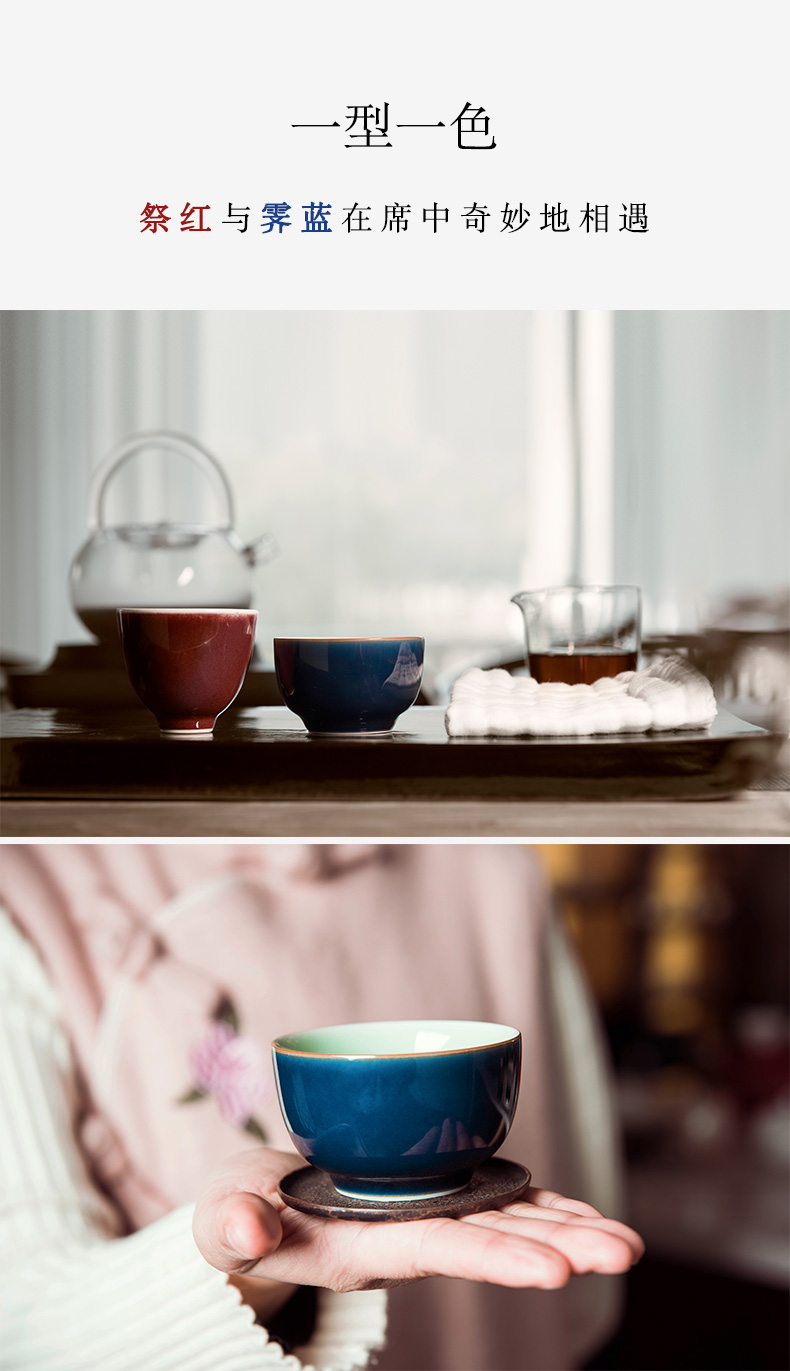 Made in jingdezhen kung fu tea cups ceramic checking ji blue sample tea cup to build master cup single CPU