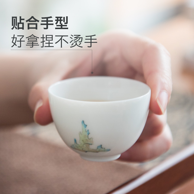Made in jingdezhen ceramic kung fu tea set pure manual build hand - Made white porcelain sample tea cup master cup tea cups