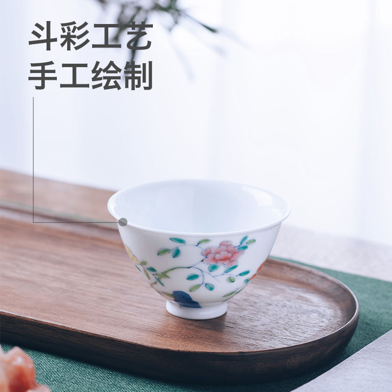 Make in jingdezhen tea set ceramic cups of glass cup pastel hand - made porcelain dou color cup master CPU