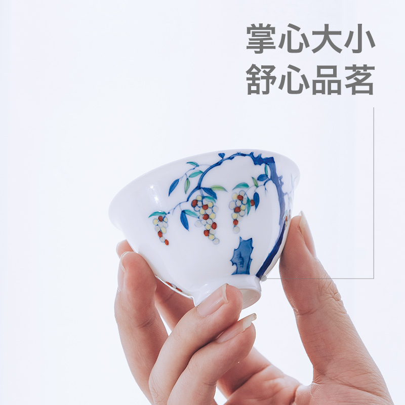 Made in jingdezhen blue and white color bucket hand - Made ceramic masters cup sample tea cup pure manual grape cups of kung fu tea set