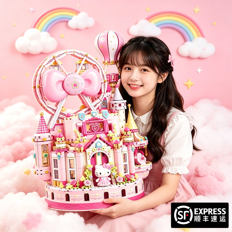 Toptoy Sanrio Hello Kitty Pink Castle Building Blocks Hello Kitty Birthday Gift for Girls Toptoy Sanrio Hello Kitty Pink Castle Building Blocks Hello Kitty Birthday Gift for Girls