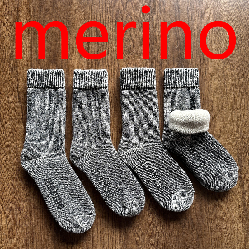 100% Merino Wool Yarn Socks for Boys and Girls, Level 6 Thickness, Full Terry, Warm Outdoor Hiking and Skiing Socks