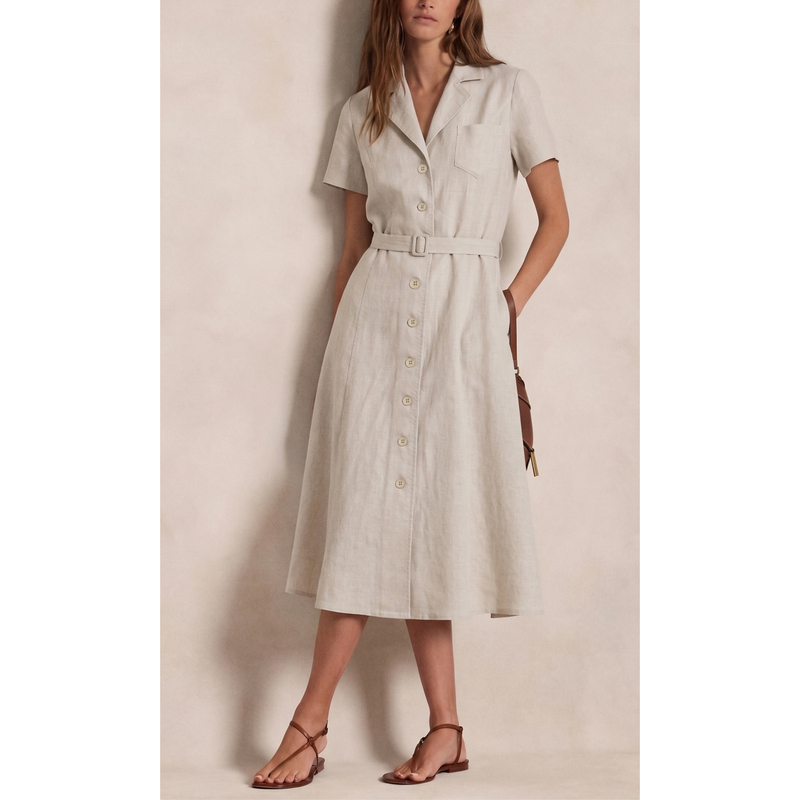 Jancey Ralph*Rl Alternative Linen A-Line Shirt Dress Jancey Ralph*Rl Alternative Linen A-Line Shirt Dress