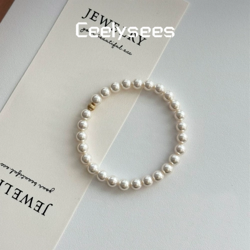 Ceelysees [дизайнерская ручная работа] крутые белые блестящие бусины и браслет из эластичной веревки, простой и универсальный