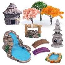 Miniature Lighthouse Water Well Bridge Moss Figurines Fairy