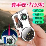 Креативные универсальные неоновые ветрозащитные часы, металлическая зажигалка, брелок