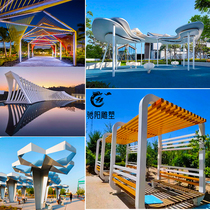 Large stainless steel gallery sculpture special-shaped corridor custom-made steel structure sunshade landscape corridor creative pavilion ornaments