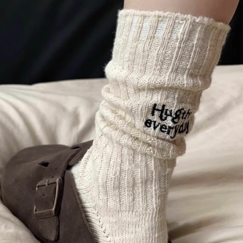 Chic Daily Style~ New Chunky Knit Wa Korean Style Embroidered Letter Design Versatile and Easy to Wear Chic Daily Style~ New Chunky Knit Wa Korean Style Embroidered Letter Design Versatile and Easy to Wear