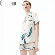 Sexy silk pajamas womens summer short-sleeved shorts silk set thin mulberry silk home clothes can be worn outside