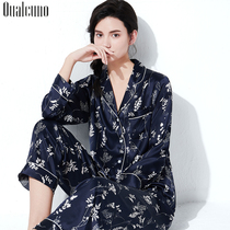 2022 new real silk pyjamas womens spring summer long sleeves silk suit thin and heavy-pound mulberry silk family conserved autumn