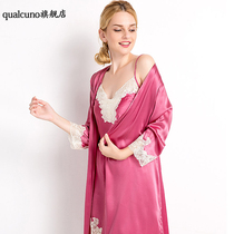 Sexy silk pajamas women Spring Summer silk suspenders nightgown two sets of heavy mulberry silk home clothes