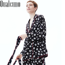 qualcuno silk pajamas women Spring Summer long sleeve trousers silk suit heavy mulberry silk home clothing
