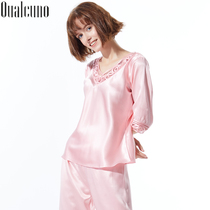 qualcuno silk pajamas womens summer mid-sleeve pants silk suit heavy mulberry silk home wear