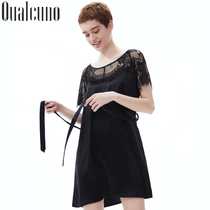 qualcuno Sexy Silk Short Sleeved Nightdress Women Summer Silk Pajamas Mulberry Silk Solid Color Thin Home Clothes