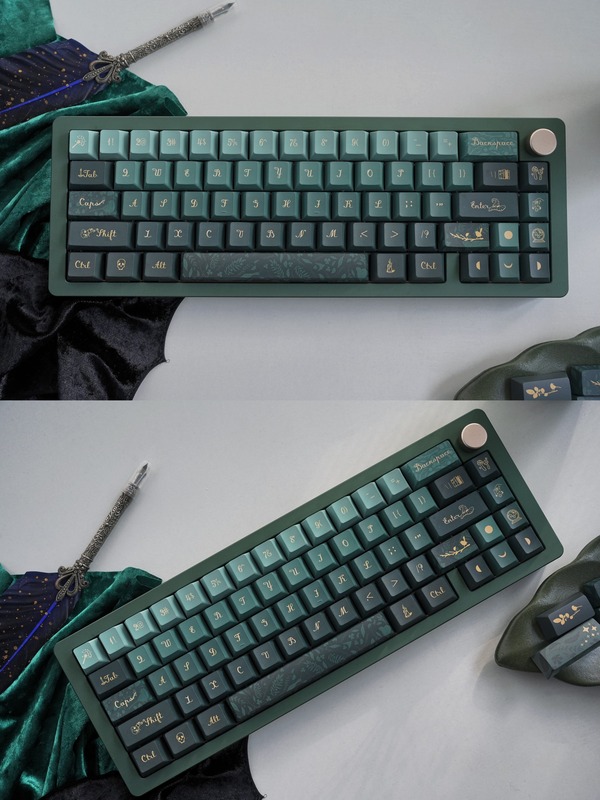 [in Stock] Forbidden Forest Kca/New Original Factory Peach Chestnut Full Set Pbt Slytherin Snake House Inspired Gradient Keycaps
