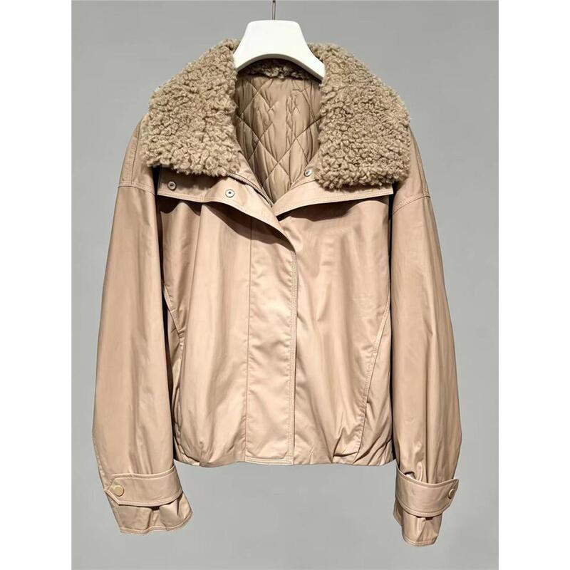 Yi Discount Mall Same Style 26 Autumn and Winter New Loose Lamb Wool Collar Short Windbreaker down Jacket 1Ha180122G