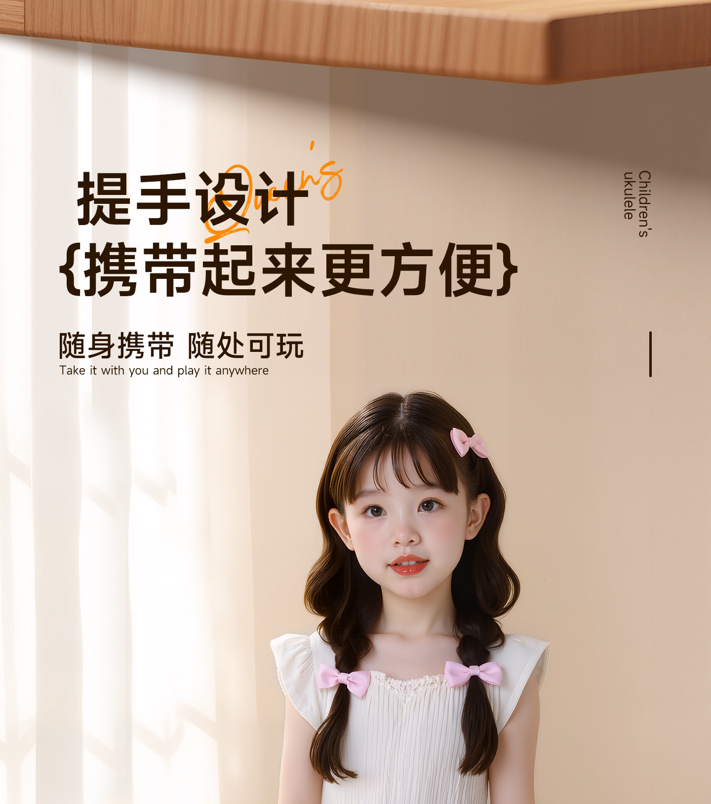 Детская гитара 初学者尤克里里儿童小吉他玩具可弹奏女男孩入门乐器宝宝小提琴h4