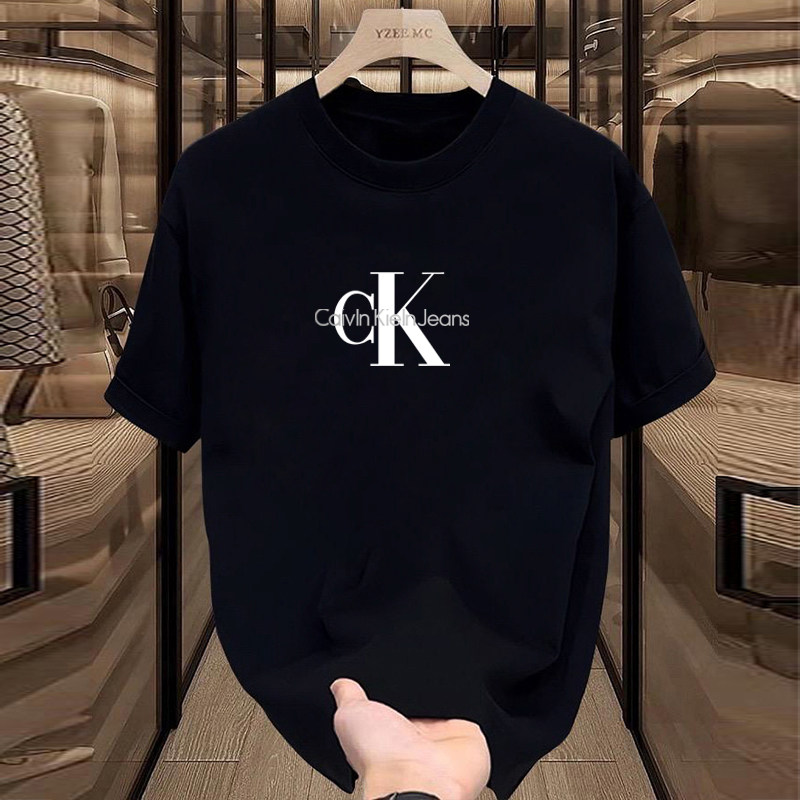 Роскошная мужская футболка CK с короткими рукавами, летняя хлопковая свободная футболка большого размера, модная городская футболка