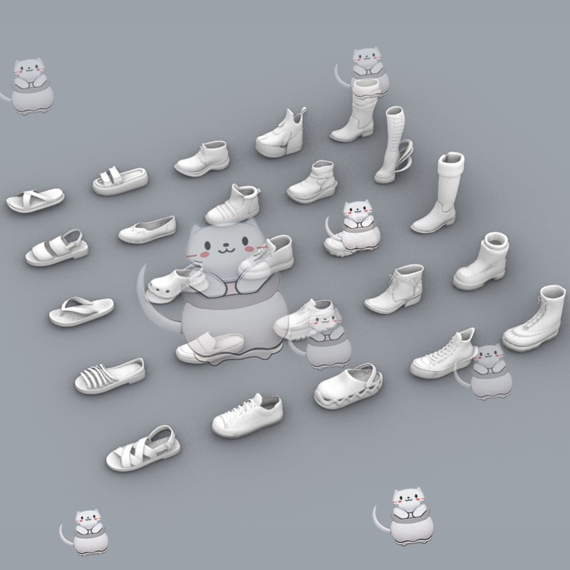 Shoes, Boots, Slippers, Sandals, Sneakers, Rhino/C4D/3Dmax/Maya Model Obj