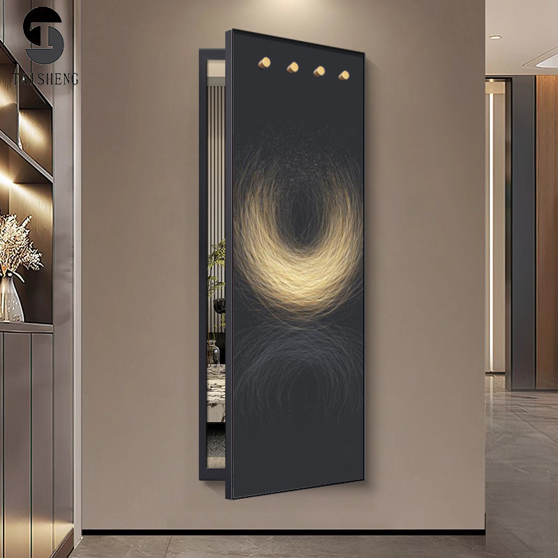 Light Luxury Abstract Hidden Push-Pull Dressing Mirror Hanging Painting with Hook Hidden Full-Length Mirror Door Opening Flip Mirror Painting