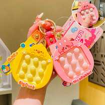 Cartoon keychain school bag pendant a pair of Internet celebrity small gifts creative car genuine rabbit decompression and pinching fun