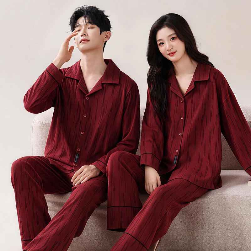 2 Sets of New Spring and Autumn Red Pure Cotton Wedding Couple Pajamas, Long-Sleeved Zodiac Year Loungewear, Wedding Gift 2 Sets of New Spring and Autumn Red Pure Cotton Wedding Couple Pajamas, Long-Sleeved Zodiac Year Loungewear, Wedding Gift