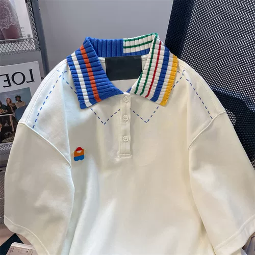 Летняя одежда, трикотажная хлопковая футболка, размер, воротник поло, оверсайз