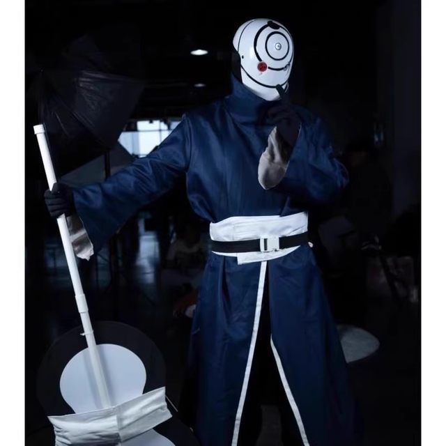 White Mask Cosplay Costume Naruto Konoha Uchiha Obito Akatsuki Organization Outfit Rinnegan Sharingan Mask