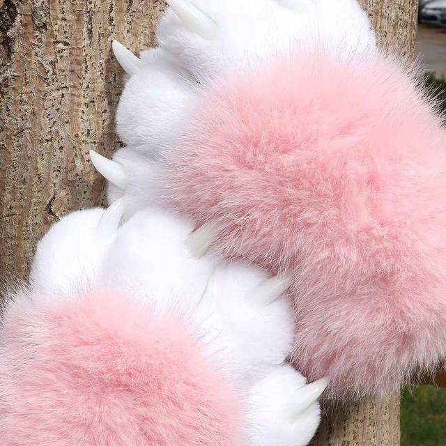 Super Cute Plush Animal Claw Gloves Cosplay Gloves Soft Wearable Cat Girl Nails Squeaky Cat Claw Gloves