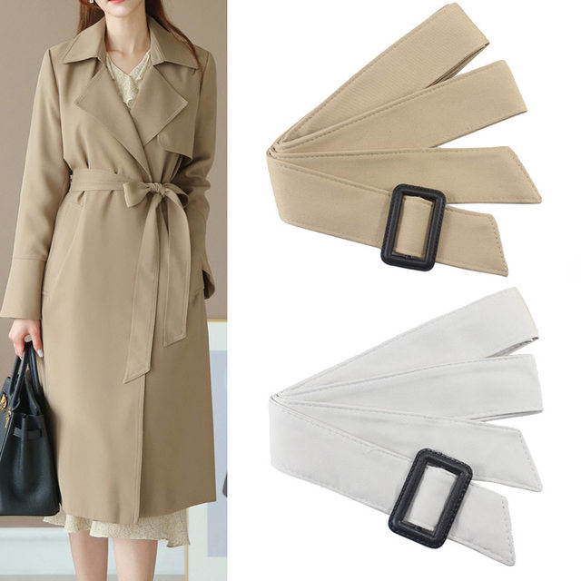 Simple and Versatile Trench Coat Belt for Women, Fabric Belt for Coat Decoration, Khaki Fabric Strip Waistband and Sleeve Belt