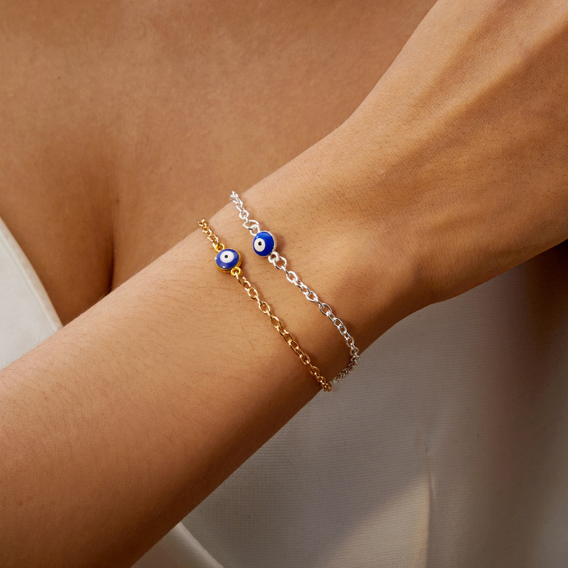 Cross-Border Turkish Evil Eye Bracelet, Simple Men's and Women's Evil Blue Eye Chain Bracelet