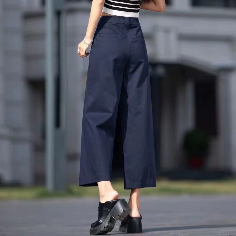 Pure Cotton Cropped Pants for Women 2026 New Summer Thin High-Waisted Wide-Leg Petite Straight Casual Wide-Leg Pants Pure Cotton Cropped Pants for Women 2026 New Summer Thin High-Waisted Wide-Leg Petite Straight Casual Wide-Leg Pants