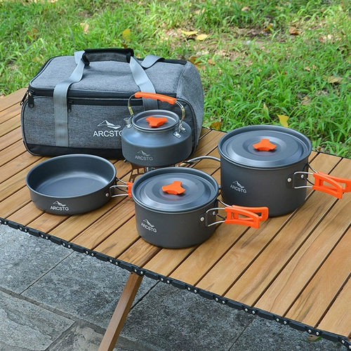 Дорожный портативный чайник для кемпинга, посуда для пикника, снаряжение, комплект