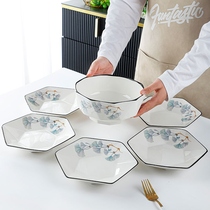 Romance 6 8-inch hexagonal plates 1 soup bowl household reunion platter