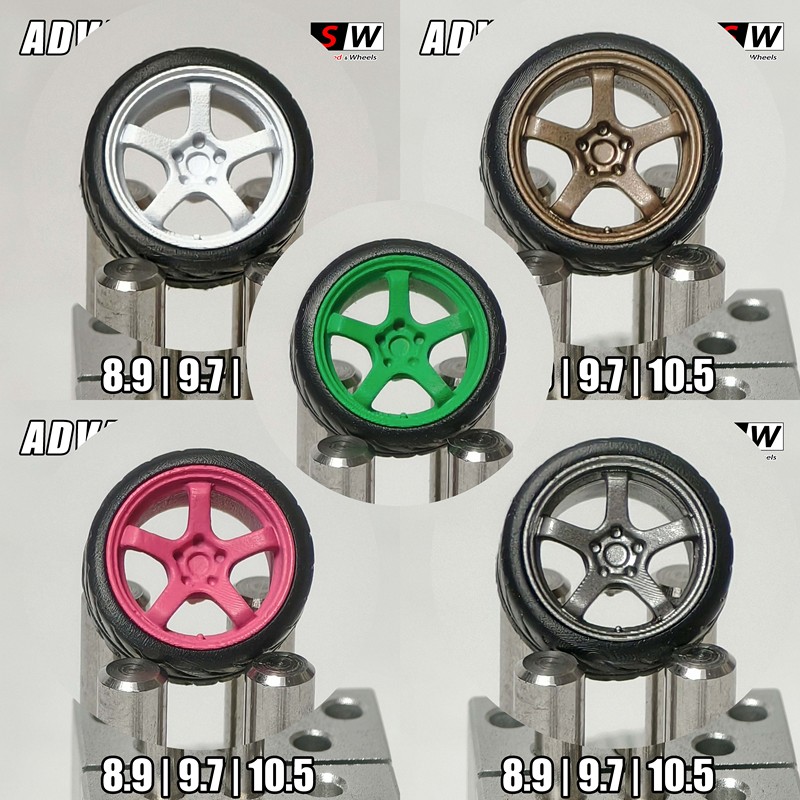 Wkk Series 1/64 Advan Gt with Tires 8.9 9.7 10.5mm Integrated Rubber Tires Posture Wheels