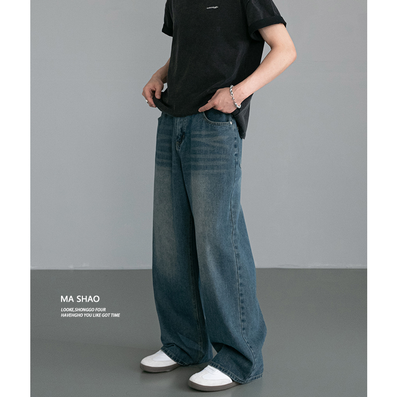 American Retro Vibe Elastic Waist Jeans for Men 2026 New Loose Straight Cleanfit Wide-Leg Long Pants American Retro Vibe Elastic Waist Jeans for Men 2026 New Loose Straight Cleanfit Wide-Leg Long Pants