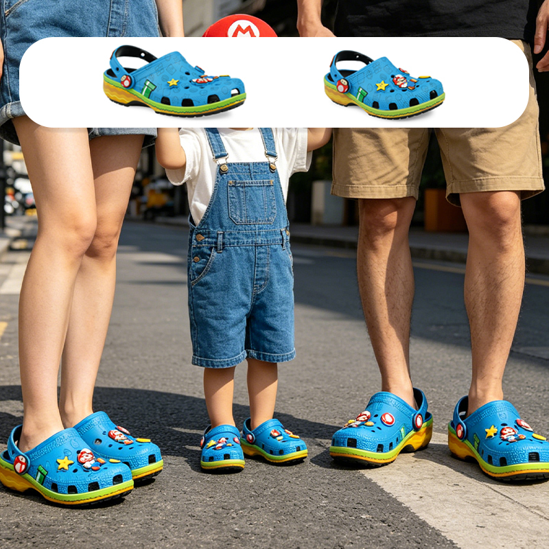 Crocs Parent-Child Clogs Super Mario Brothers Clog Men's and Women's Beach Shoes Sandals 212139
