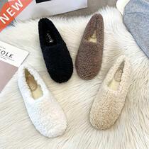 Luxury Lambwool moccasins femme winter cotton shoes women wa