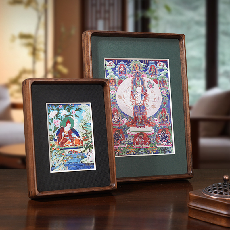 Small Thangka Green Tara Framed Picture for Tabletop Display, Wall Hanging, Deity, Wealth God, and Fortune God Portrait for Entrance Small Thangka Green Tara Framed Picture for Tabletop Display, Wall Hanging, Deity, Wealth God, and Fortune God Portrait for Entrance