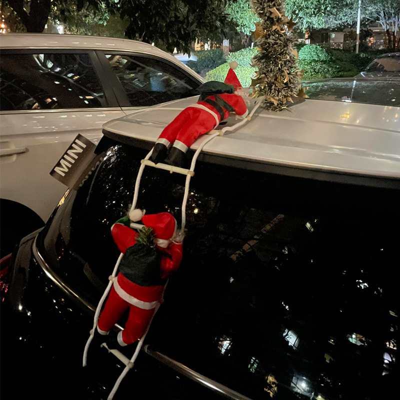 Christmas Car Decoration Tailgate Roof Creative Ladder Santa Claus Pendant Personalized Figurine Atmosphere-Enhancing Ornament