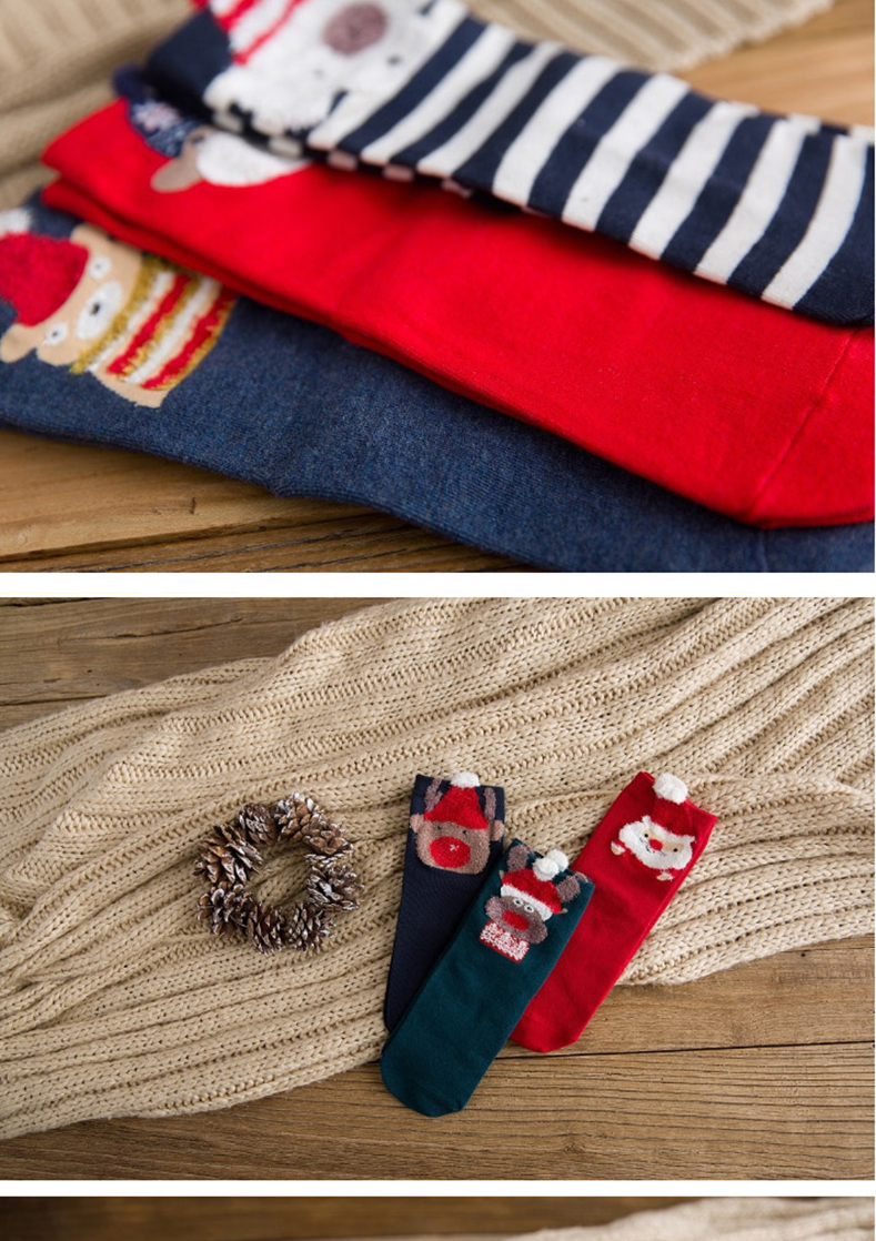 3 đôi vớ nữ ống Giáng sinh kỳ nghỉ màu đỏ Santa Claus phim hoạt hình Vớ cotton Hàn Quốc hộp quà mùa thu và mùa đông quần tất nữ