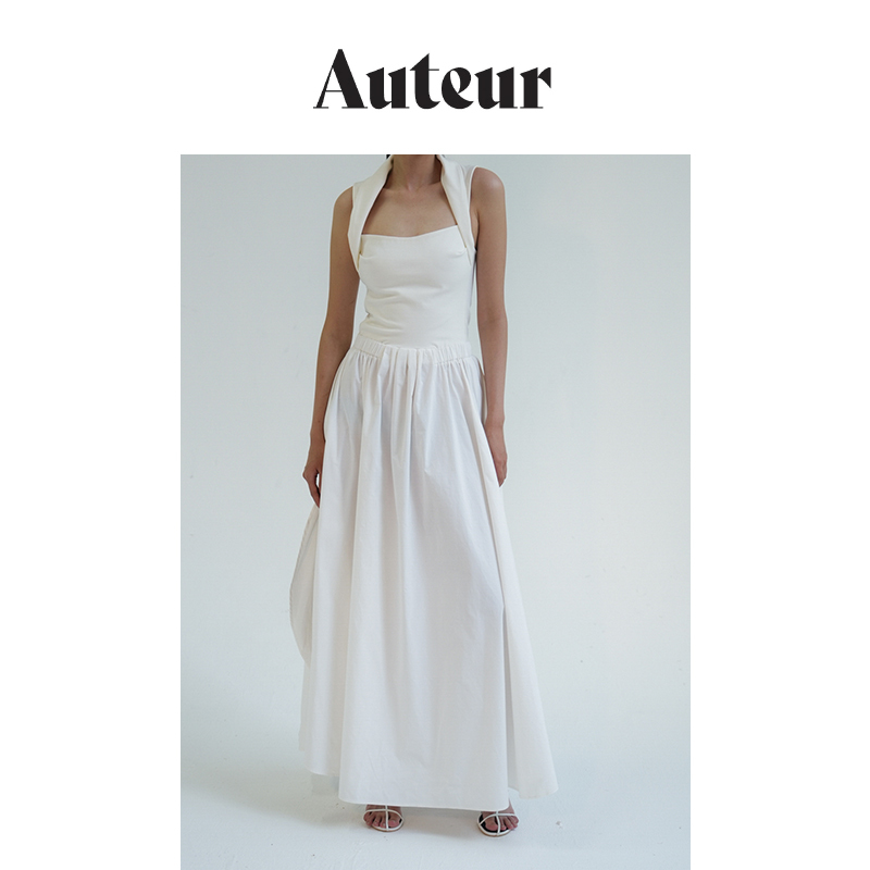 Auteur Cotton Stretch Design Ankle-Length Dress White Emily Dress