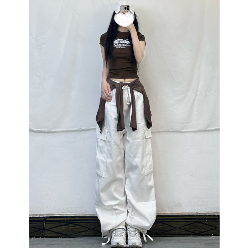 Xxbuni American Style Spicy Girl Jazz Dance Short-Sleeve Women's Slim-Fit Cropped T-Shirt Sweet and Spicy Jazz Top with Regular Shoulders