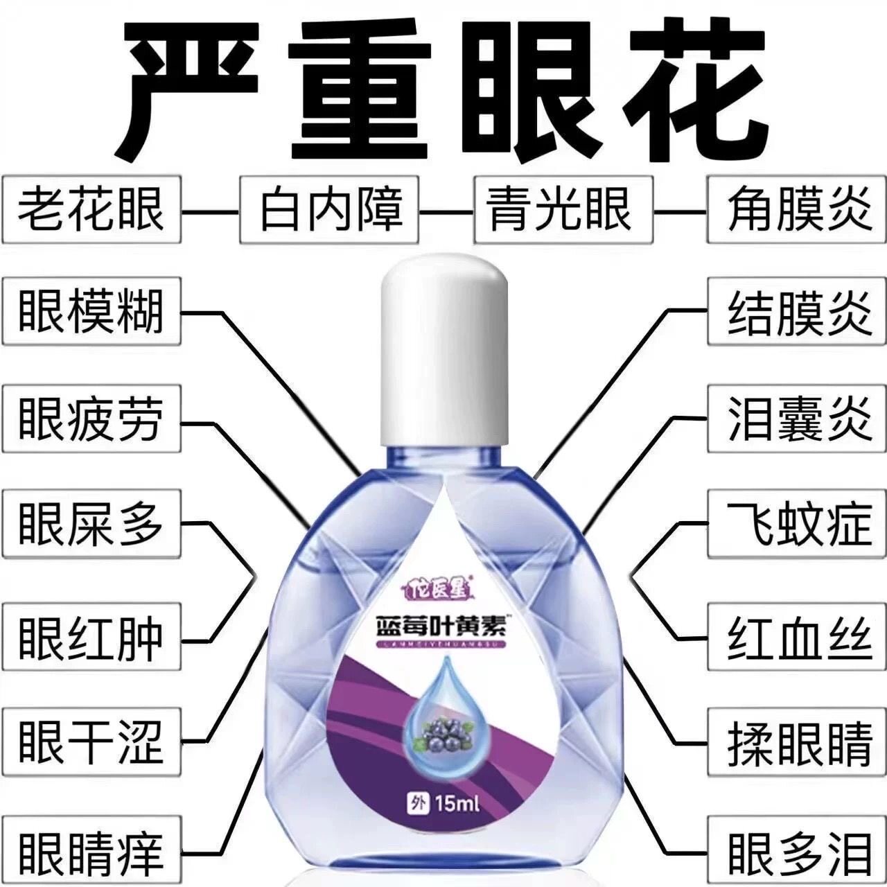 【官方正品】蓝莓叶黄素护眼养眼液保湿舒缓眼部清洁缓解滴眼液